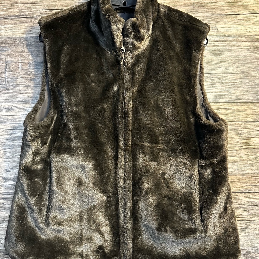 Blassport Brown Fur Reversible Vest Womens Size Medium